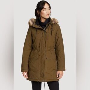 Eddie Bauer Women's Willamette Parka With Faux Fur Hood Shearling Fleece Lining